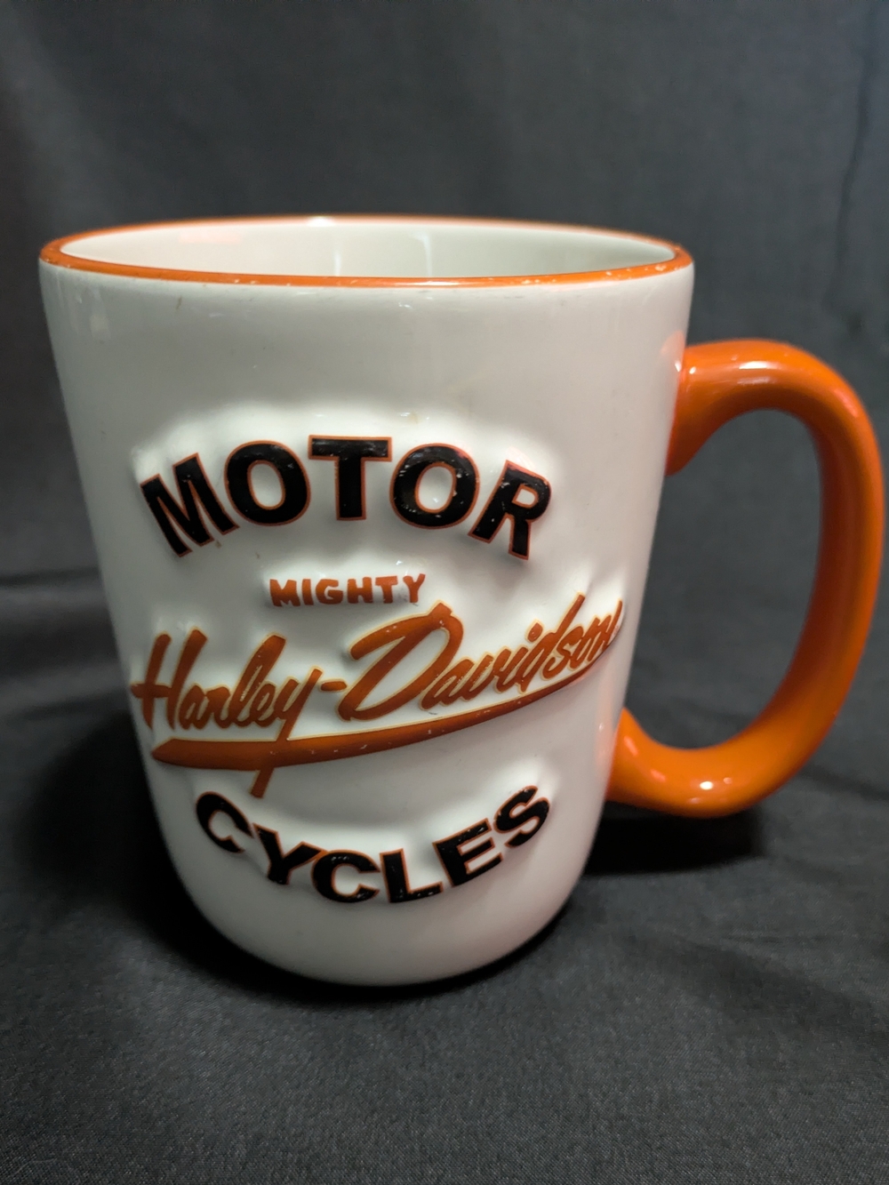 Harley Davidson Coffee Mug 2007 Embossed 3D Lettering Mighty Motor Cycles NWOB